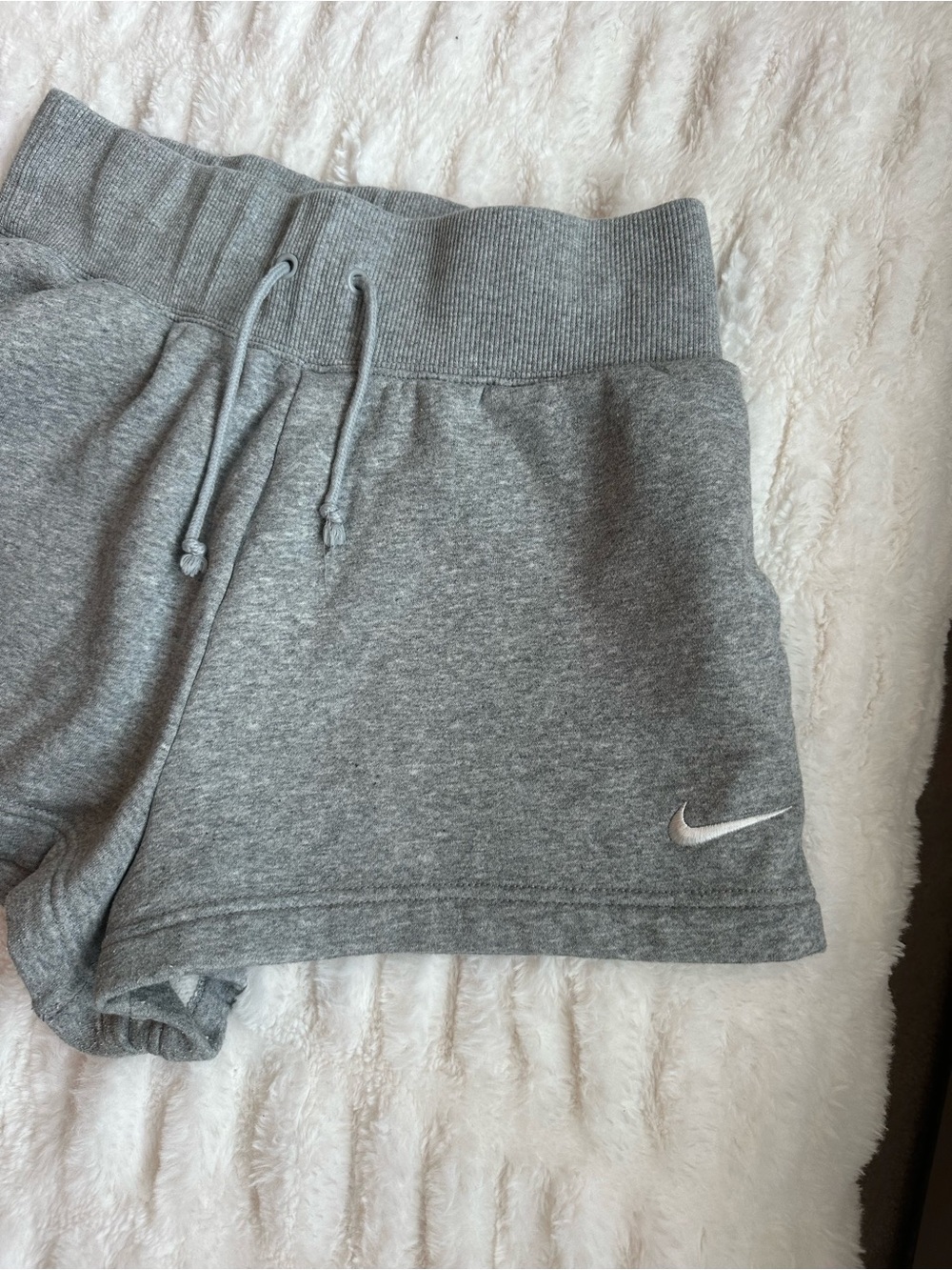 Nike Women's Phoenix Fleece High-Rise Gray Shorts - Picture 3 of 6